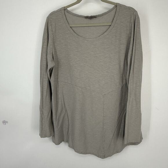 Cut Loose Tunic Top XL Light Gray Linen Cotton Blend Long Sleeve A-Line - Picture 9 of 10